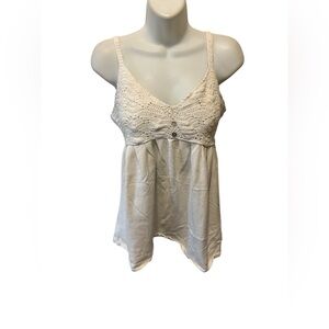 Y2K Babydoll Crop Cami Top Whimsygoth Crochet Knit Top White Size M Milk Maid